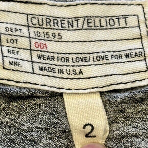 Current/Elliott Women 2 Medium Dress Ruffle Roadie T-shirt Heathered Gray - Picture 5 of 7